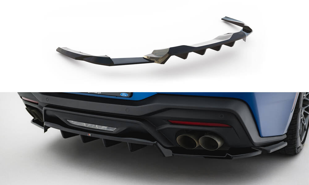 Maxton Design Street+ Mittlerer Diffusor RACE passend für Ford Mustang GT Mk7 schwarz Hochglanz