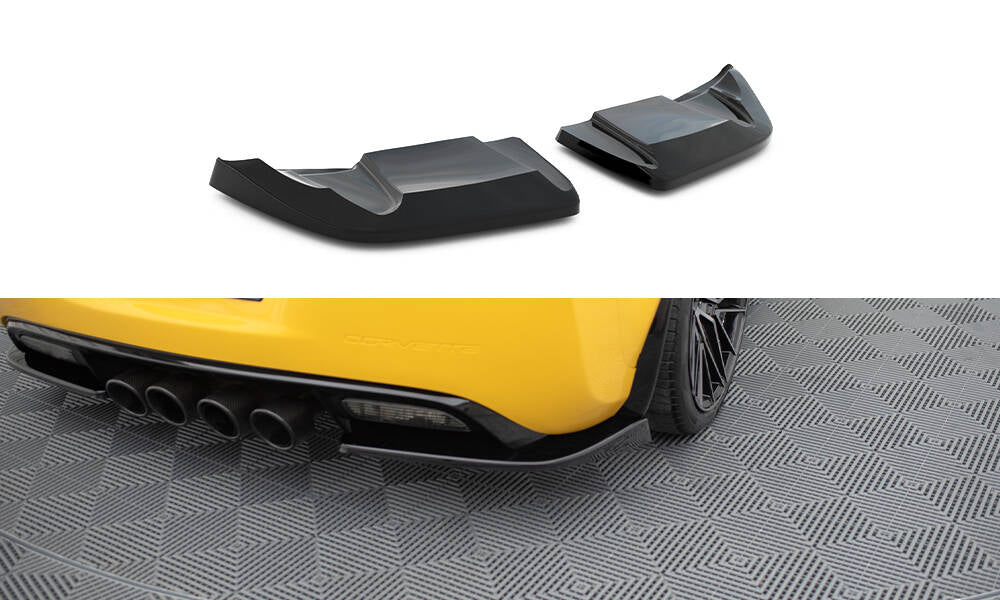 Maxton Design Heck Ansatz Flaps Diffusor passend für Chevrolet Corvette Widebody C6 schwarz Hochglanz