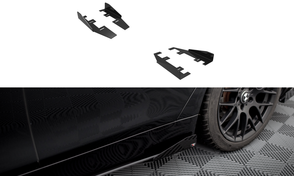 Maxton Design Seitenschweller Flaps passend für BMW 4er Gran Coupe F36 schwarz Hochglanz