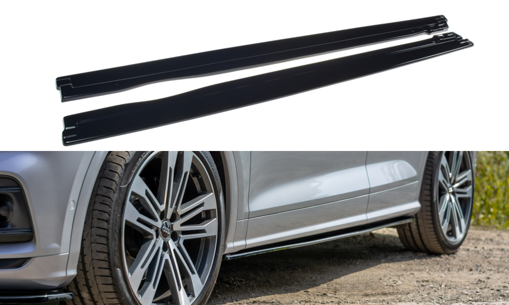 Maxton Design Street+ Seitenschweller Leisten passend für Audi SQ5/Q5 S-line Mk2 schwarz Hochglanz