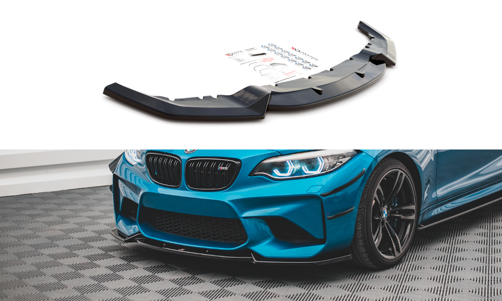 Maxton Design Street+ Spoilerlippe Front Ansatz V.2 passend für BMW M2 F87 schwarz Hochglanz