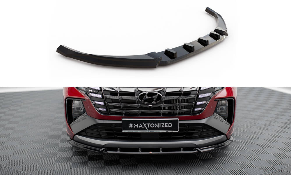 Maxton Design Street+ Spoilerlippe Front Ansatz V.2 passend für Hyundai Tucson N-Line Mk4 schwarz Hochglanz
