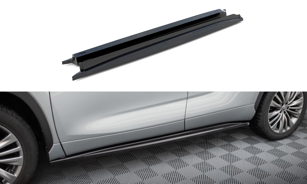 Maxton Design Street+ Seitenschweller Leisten passend für Toyota Highlander Mk4 schwarz Hochglanz