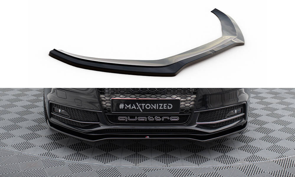 Maxton Design Street+ Spoilerlippe Front Ansatz V.2 passend für Audi A4 S-Line / S4 B8 Facelift schwarz Hochglanz