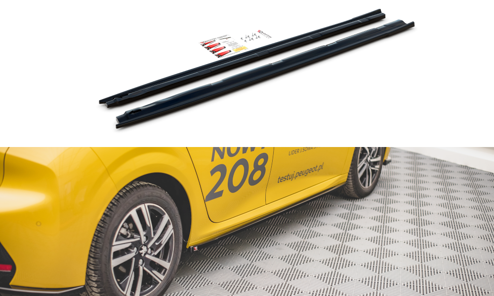 Maxton Design Street+ Seitenschweller Leisten passend für Peugeot 208 Mk2 schwarz Hochglanz