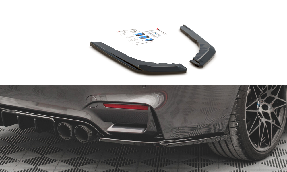 Maxton Design Heck Ansatz Flaps Diffusor V.3 passend für BMW M4 F82 schwarz Hochglanz