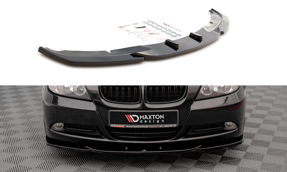 Maxton Design Street+ Spoilerlippe Front Ansatz V.2 passend für BMW 3er E90 schwarz Hochglanz
