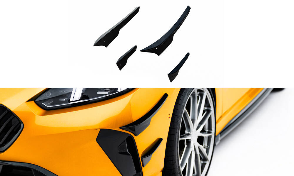 Maxton Design Stoßstangen Flaps Wings vorne Canards passend für BMW 1er M-Paket F70