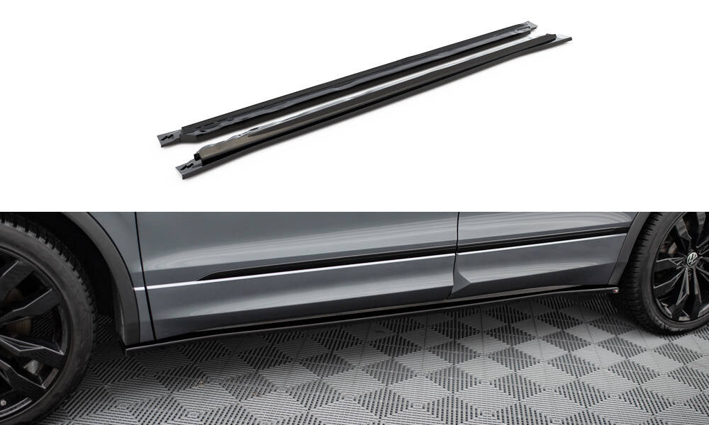 Maxton Design Street+ Seitenschweller Leisten passend für VW Tiguan Allspace Mk2 schwarz Hochglanz