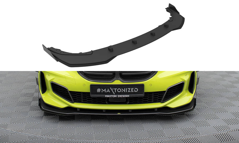 Maxton Design Street Pro Street+ Spoilerlippe Front Ansatz + Flaps passend für BMW 1er M-Paket / M135i / 128ti F40 schwarz Hochglanz