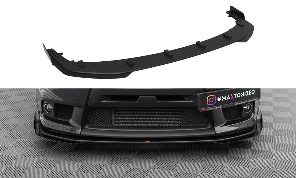 Maxton Design Street Pro Street+ Spoilerlippe Front Ansatz + Flaps passend für Mitsubishi Lancer EVO X schwarz Hochglanz
