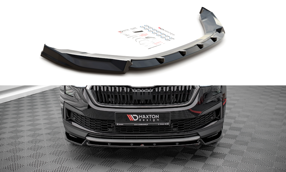 Maxton Design Street+ Spoilerlippe Front Ansatz V.1 passend für Skoda Kodiaq Mk1 Facelift schwarz Hochglanz