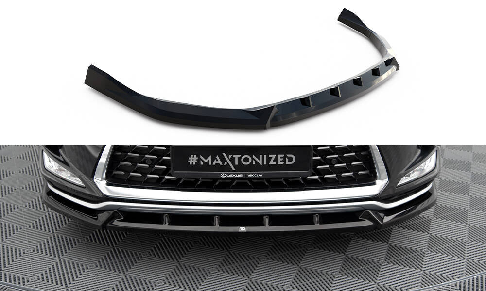 Maxton Design Street+ Spoilerlippe Front Ansatz passend für Lexus RX Mk4 Facelift schwarz Hochglanz