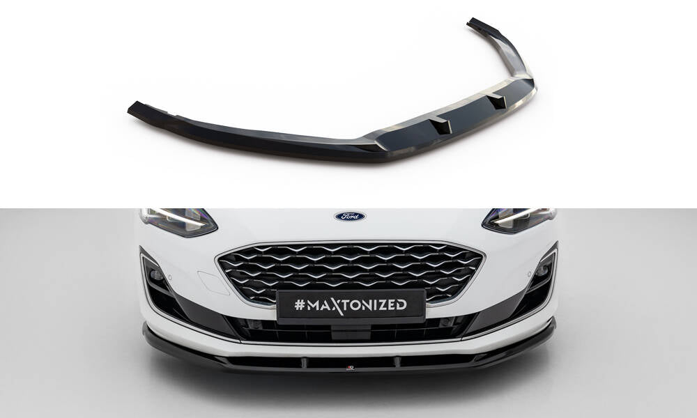 Maxton Design Street+ Spoilerlippe Front Ansatz V.1 passend für Ford Focus Vignale Mk4 schwarz Hochglanz