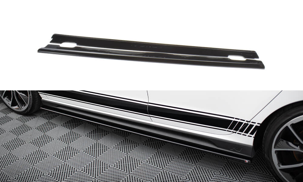 Maxton Design Street+ Seitenschweller Leisten passend für V.1 passend für Hyundai I30 N Mk3 Hatchback / Fastback schwarz Hochglanz
