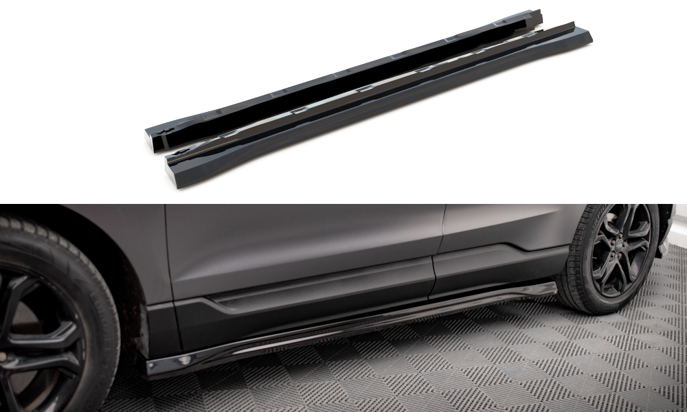 Maxton Design Street+ Seitenschweller Leisten passend für Ford Edge ST Mk2 Facelift schwarz Hochglanz