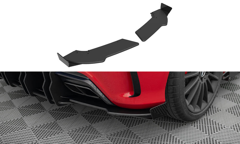 Maxton Design Street Pro Heck Ansatz Flaps Diffusor + Flaps passend für Mercedes-Benz A 45 AMG W176 Facelift schwarz Hochglanz