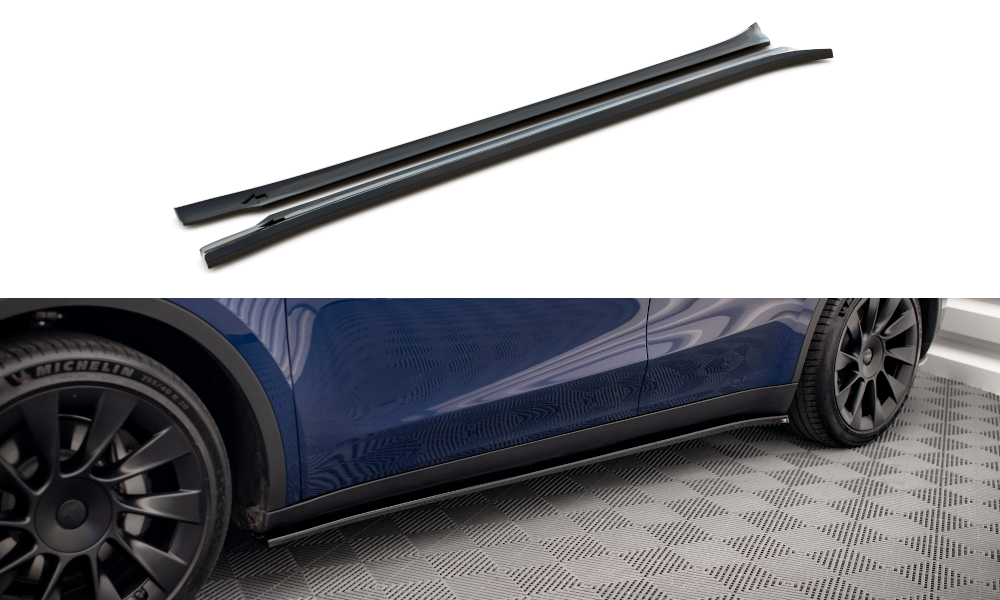 Maxton Design Street+ Seitenschweller Leisten V.2 passend für Tesla Model Y schwarz Hochglanz