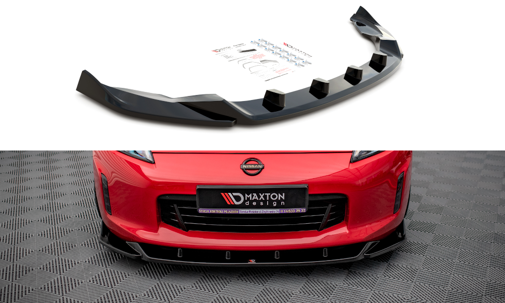 Maxton Design Street+ Spoilerlippe Front Ansatz V.2 passend für Nissan 370Z Facelift schwarz Hochglanz