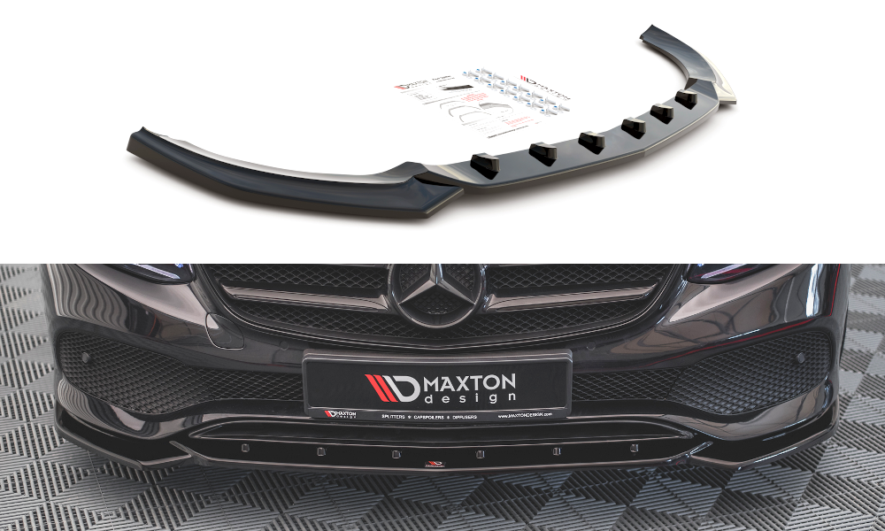 Maxton Design Street+ Spoilerlippe Front Ansatz passend für Mercedes-Benz E W213 schwarz Hochglanz