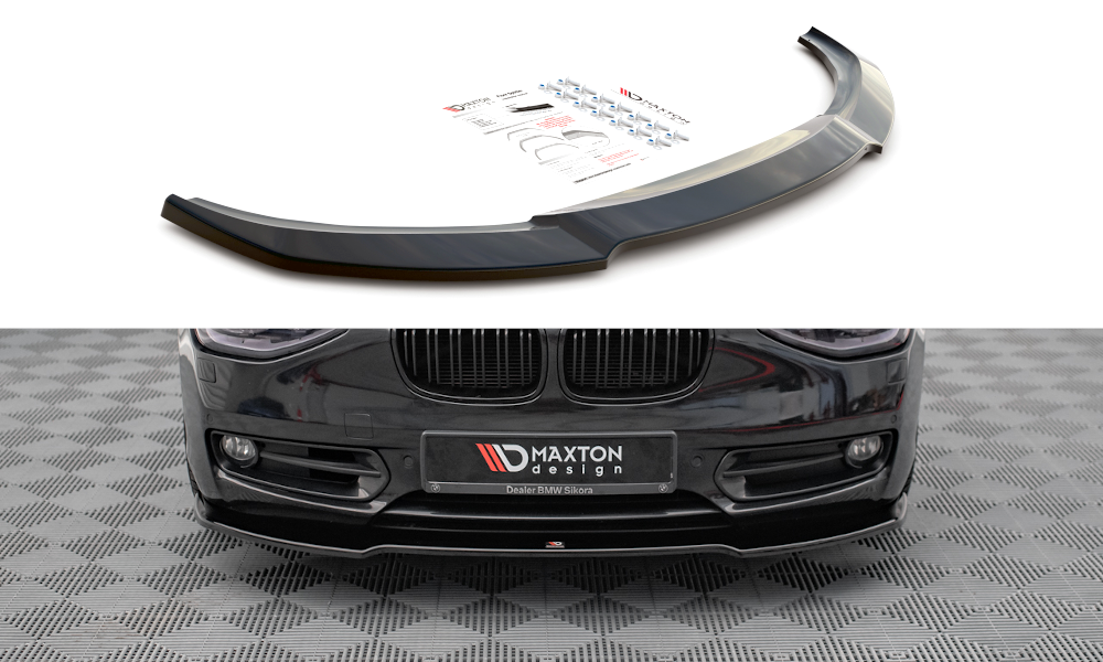 Maxton Design Street+ Spoilerlippe Front Ansatz V.1 passend für BMW 1er F20 schwarz Hochglanz