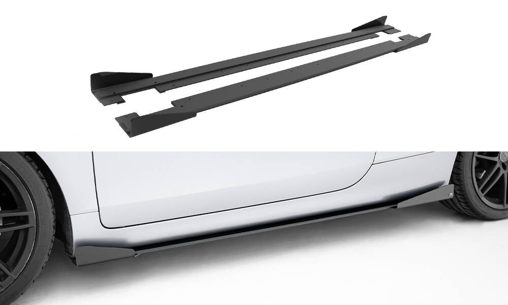 Maxton Design Street Pro Street+ Seitenschweller Leisten + Flaps passend für Audi TT S / TT S-Line 8J Facelift schwarz Hochglanz