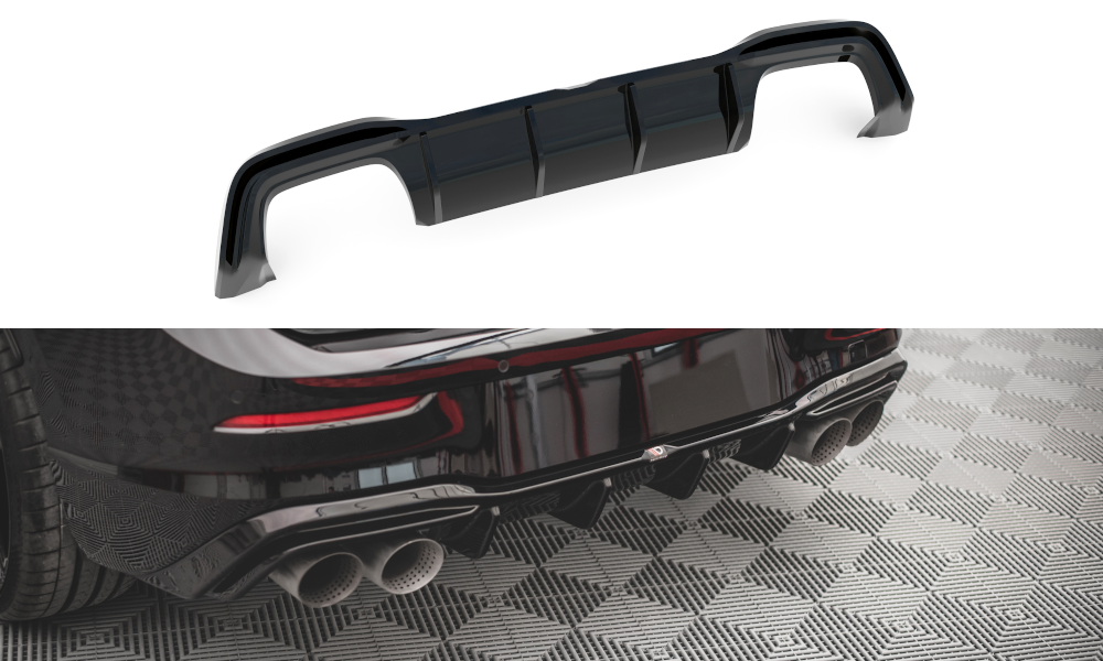 Maxton Design Diffusor Heck Ansatz V.2 passend für VW Golf R Hatchback Mk8 Facelift schwarz Hochglanz