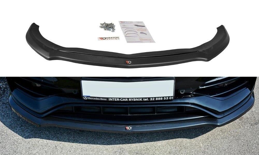 Maxton Design Street+ Spoilerlippe Front Ansatz V.1 passend für Mercedes A W176 AMG Facelift schwarz Hochglanz