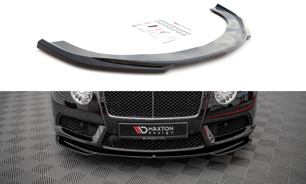 Maxton Design Street+ Spoilerlippe Front Ansatz V.2 passend für Bentley Continental GT V8 S Mk2 schwarz Hochglanz