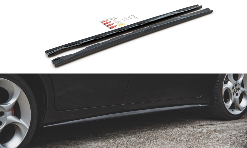 Maxton Design Street+ Seitenschweller Leisten passend für Alfa Romeo 156 Facelift schwarz Hochglanz