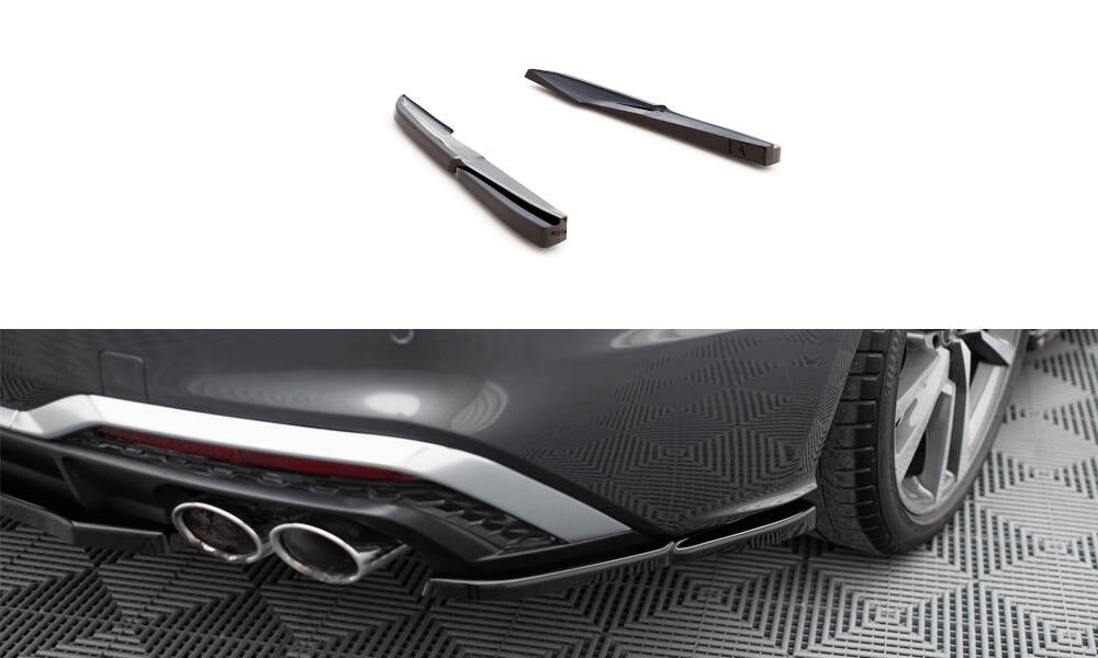 Maxton Design Heck Ansatz Flaps Diffusor passend für Audi S5 Sportback / Coupe F5 Facelift schwarz Hochglanz