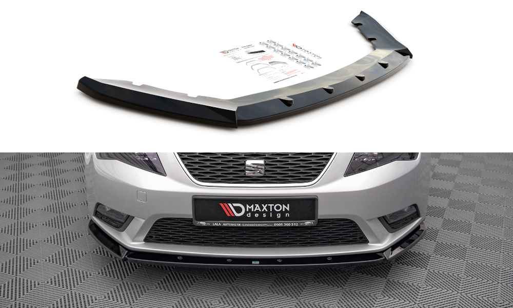 Maxton Design Street+ Spoilerlippe Front Ansatz V.1 passend für Seat Leon Mk3 schwarz Hochglanz