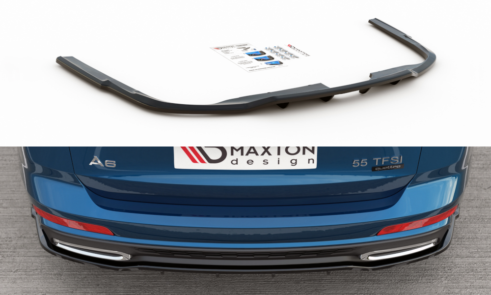 Maxton Design Street+ Mittlerer Diffusor RACE passend für Audi A6 S-Line C8 schwarz Hochglanz