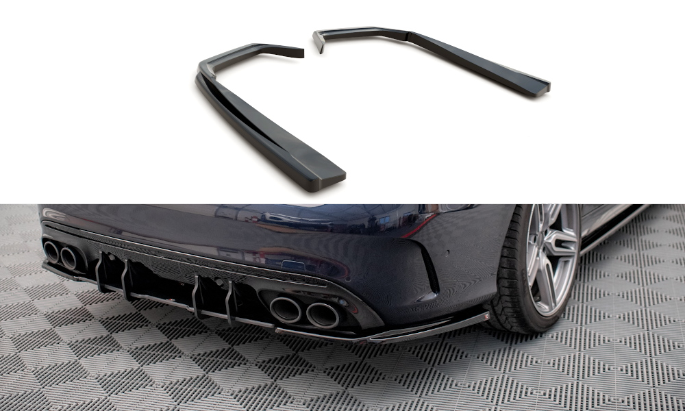 Maxton Design Heck Ansatz Flaps Diffusor passend für Mercedes-AMG C 43 Limousine W205 Facelift schwarz Hochglanz