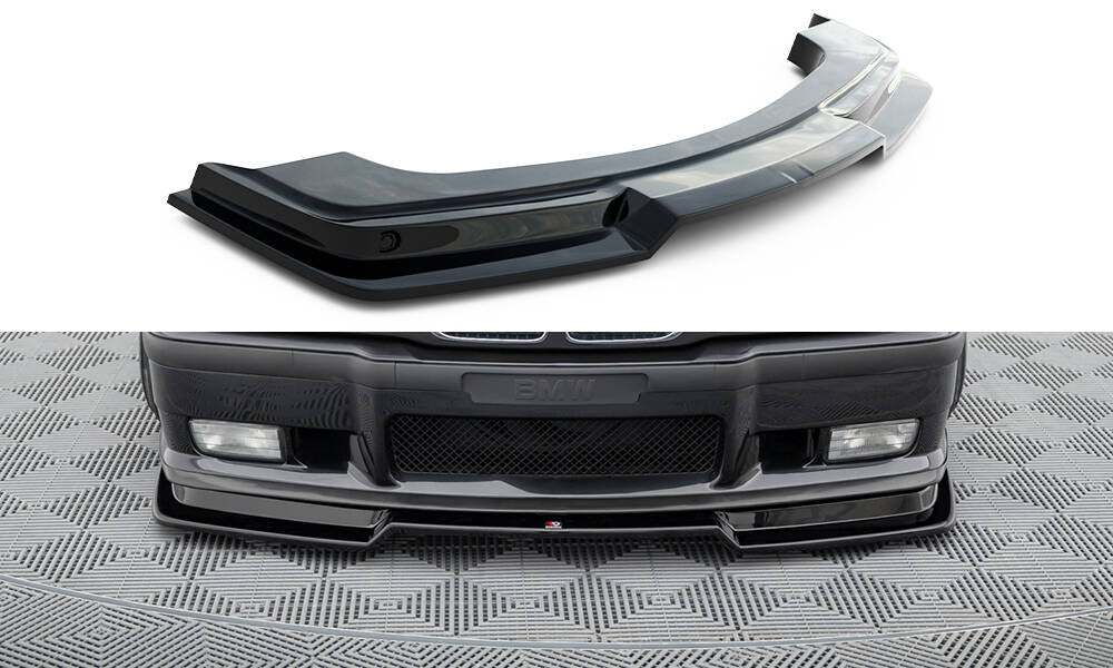 Maxton Design Street+ Spoilerlippe Front Ansatz V.2 passend für BMW M3 / 3 M-Paket Coupe / Cabrio E36 schwarz Hochglanz