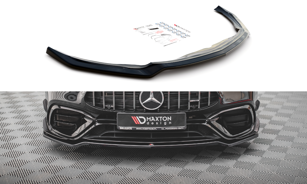 Maxton Design Street+ Spoilerlippe Front Ansatz V.1 passend für Mercedes-AMG CLA 45 Aero C118 schwarz Hochglanz