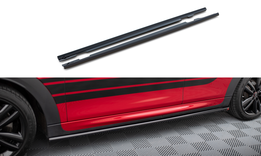 Maxton Design Street+ Seitenschweller Leisten passend für Mini Cooper S John Cooper Works F55 Facelift schwarz Hochglanz