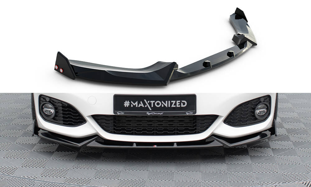 Maxton Design Street+ Spoilerlippe Front Ansatz V.5 + Flaps passend für BMW 1er M-Paket / M140i F20 Facelift