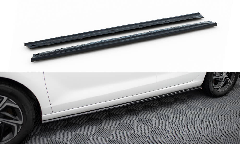 Maxton Design Street+ Seitenschweller Leisten passend für Hyundai I30 N-Line / Standard Hatchback / Fastback Mk3 Facelift schwarz Hochglanz