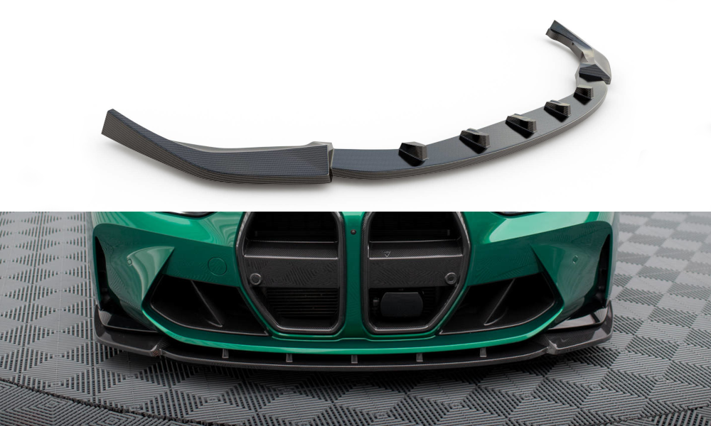 Maxton Design Prepreg Carbon Fiber Street+ Spoilerlippe Front Ansatz V.1 passend für BMW M3 Limousine / Touring G80 / G81