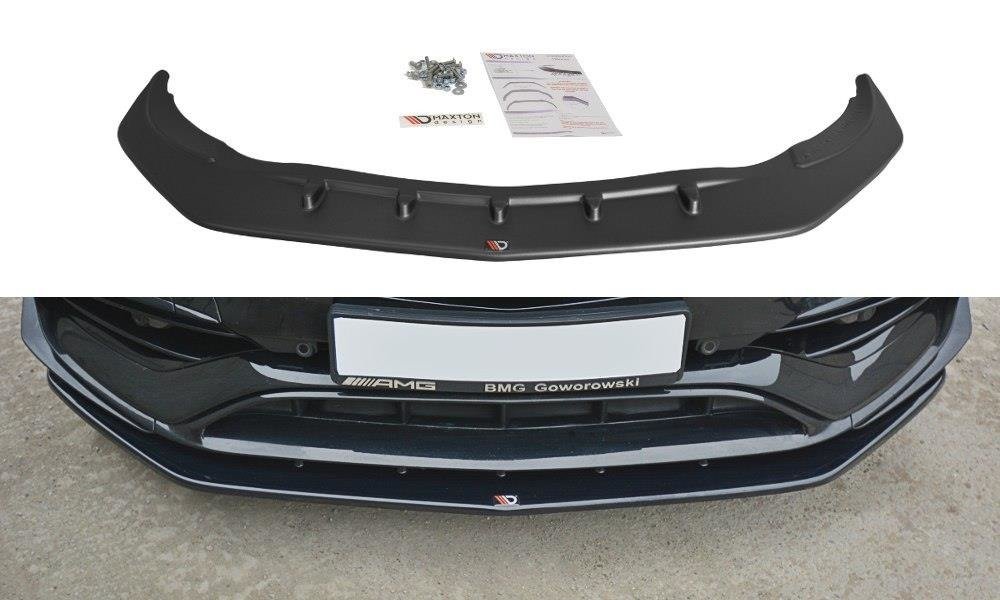 Maxton Design Street+ Spoilerlippe Front Ansatz V.1 passend für Mercedes CLA A45 AMG C117 Facelift schwarz Hochglanz