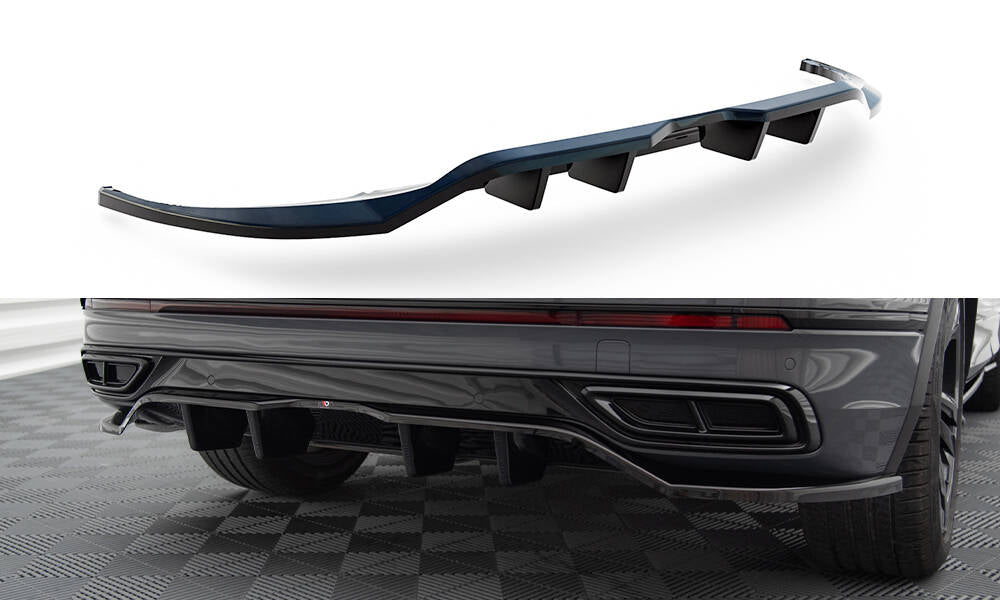Maxton Design Street+ Mittlerer Diffusor RACE passend für VW Tiguan R-Line Mk2 Facelift schwarz Hochglanz