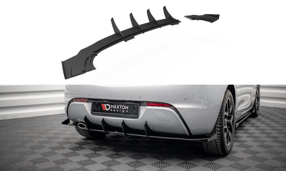 Maxton Design Robuste Racing Diffusor Heck Ansatz + Flaps passend für Opel Astra GTC OPC-Line J schwarz Hochglanz