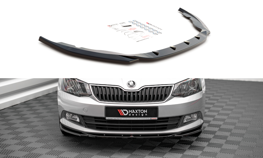 Maxton Design Street+ Spoilerlippe Front Ansatz V.2 passend für Skoda Fabia Mk3 schwarz Hochglanz