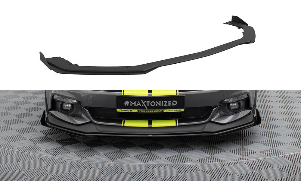 Maxton Design Street Pro Street+ Spoilerlippe Front Ansatz + Flaps passend für Ford Mustang GT Mk6 schwarz Hochglanz