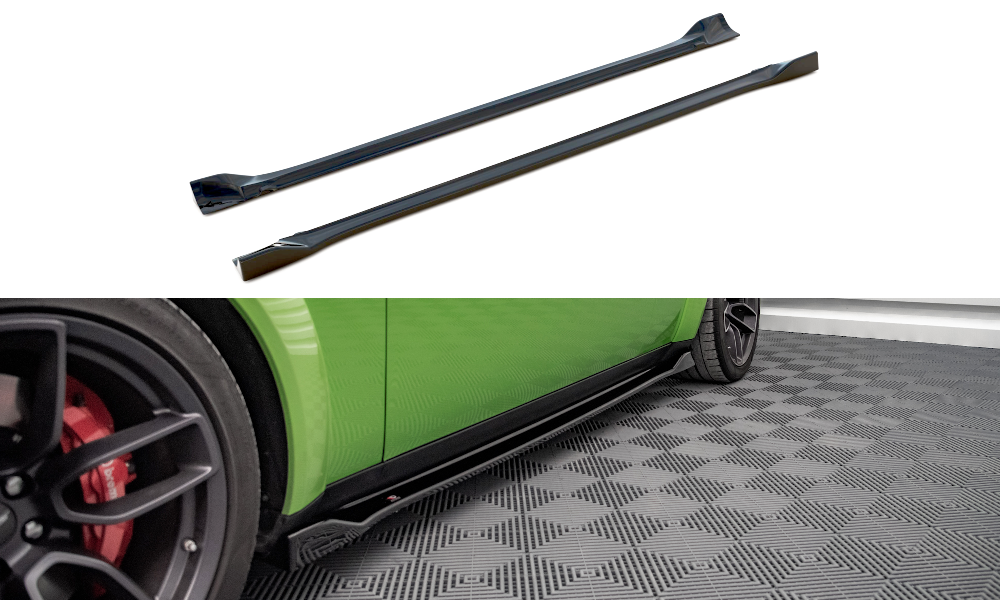 Maxton Design Street+ Seitenschweller Leisten passend für Dodge Challenger SRT Hellcat Widebody Mk3 schwarz Hochglanz