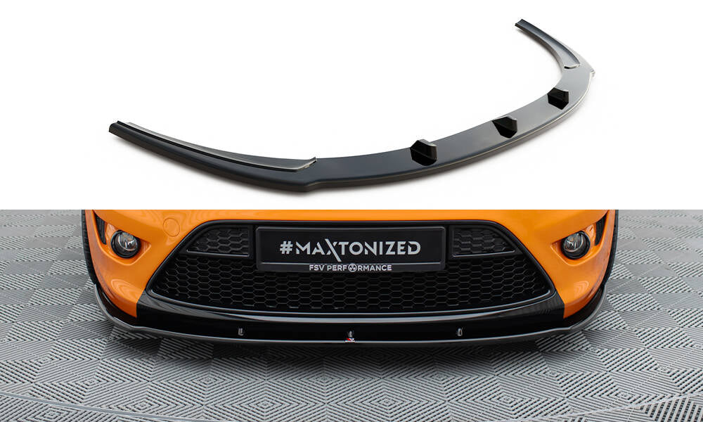 Maxton Design Street+ Spoilerlippe Front Ansatz passend für Ford Focus ST Mk2 FL schwarz Hochglanz