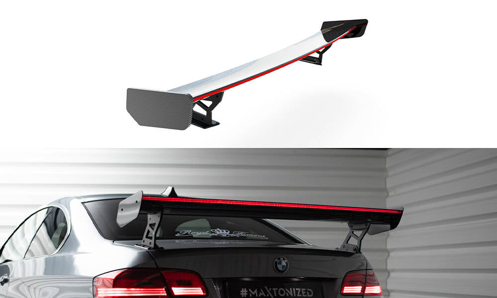 Maxton Design Carbon Spoiler With External Brackets Uprights + LED BMW 3er / M3 Coupe E92 für BMW 3er E92