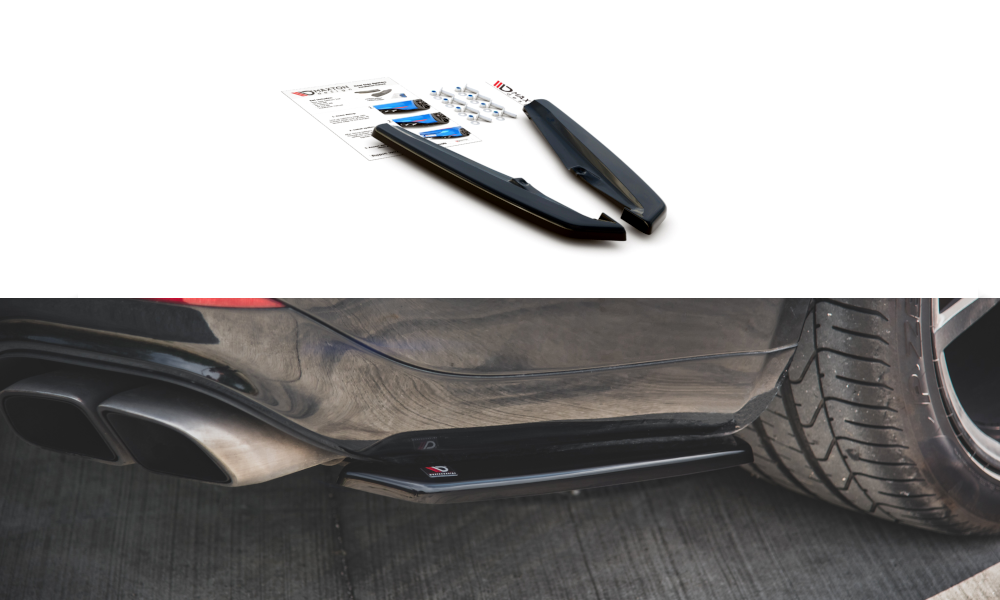 Maxton Design Heck Ansatz Flaps Diffusor passend für Porsche Panamera Turbo 970 Facelift schwarz Hochglanz