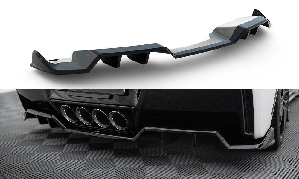 Maxton Design Mittlerer Diffusor Heck Ansatz DTM Look passend für Chevrolet Corvette C7 schwarz Hochglanz